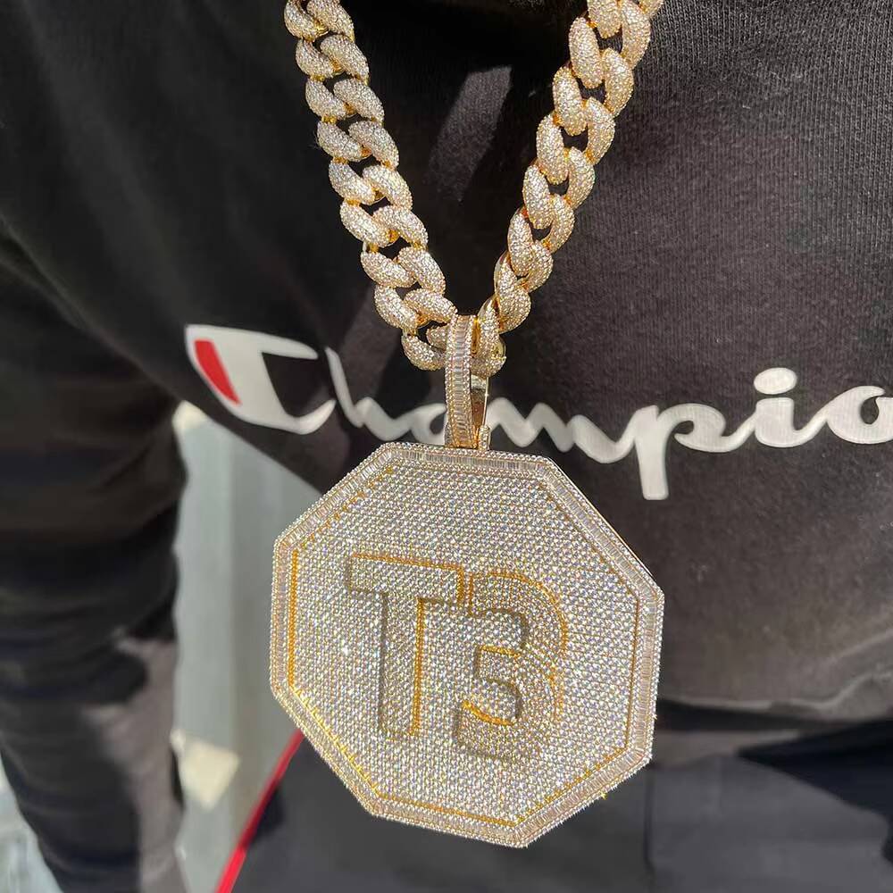 Custom Hip Hop Jewelry Crystal Moissanite Iced Out Men Letter Charms moissanite Bling Pendant Designer's style