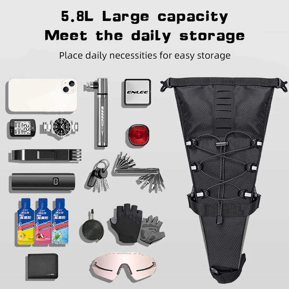 Bicycle Tail Bag Large Capacity Bicycle Tail Bag 58L Portable Commuting MultiFunctional Bag Tool Cycling Bag H251029