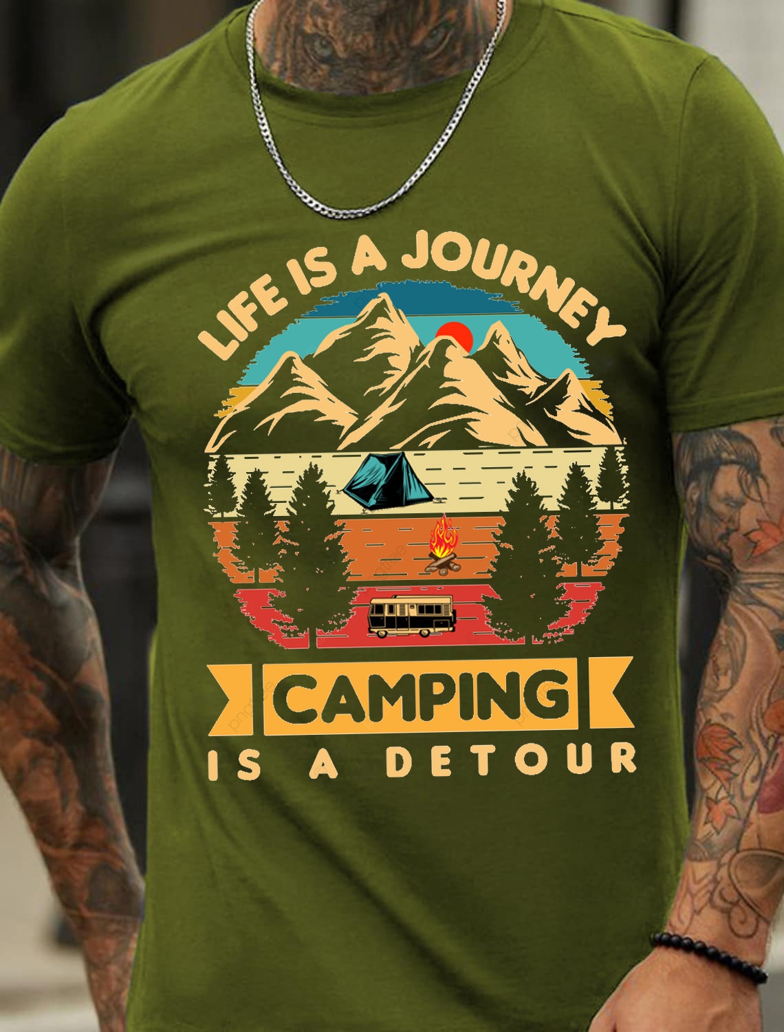European & American Oversized Camping T-Shirt Series: Stylish Men's Cotton Summer T-Shirt - TT7092