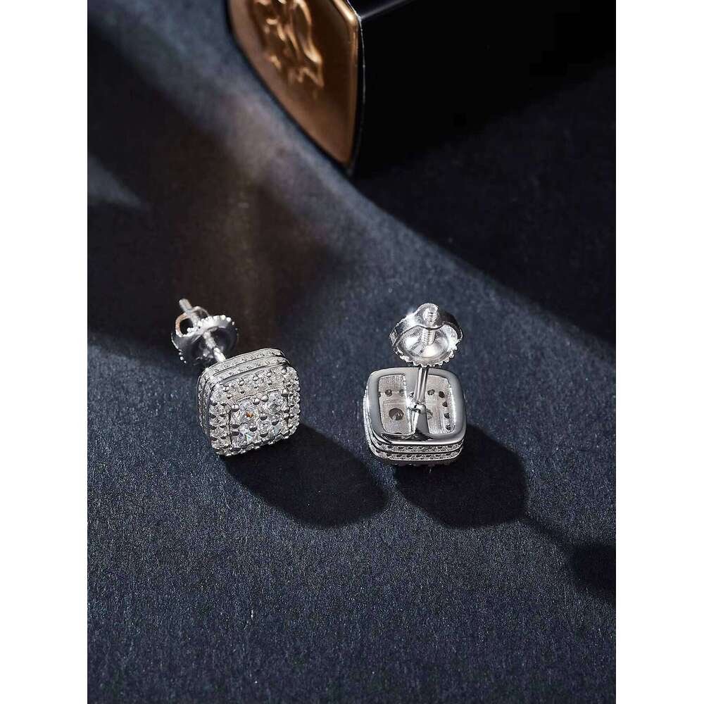 Jewelry Screw Back Pure Sier Full Pave Round Pyrope Stud Earrings for Women and Men