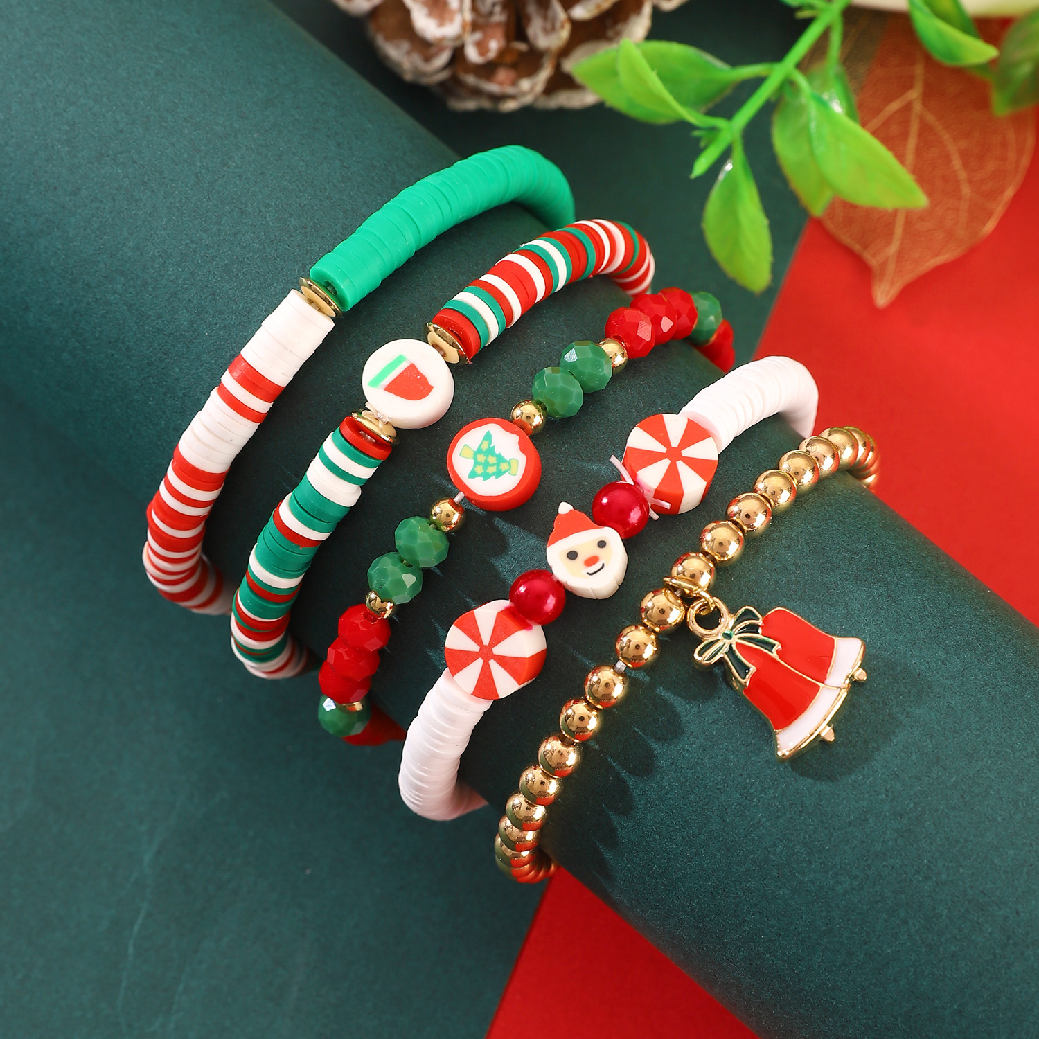 Festive Seasonal Charms: Stretchy Bracers Featuring Reindeer, Snowman & More