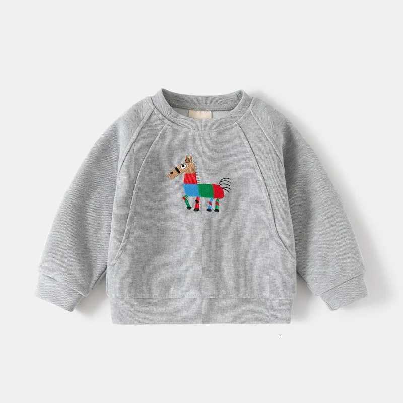 Baby Boys Sweatshirt Kids Embroidery Horse Hoodies Toddler Round Collar Pullover 2025 Spring Autumn Childrens ClothingT251030