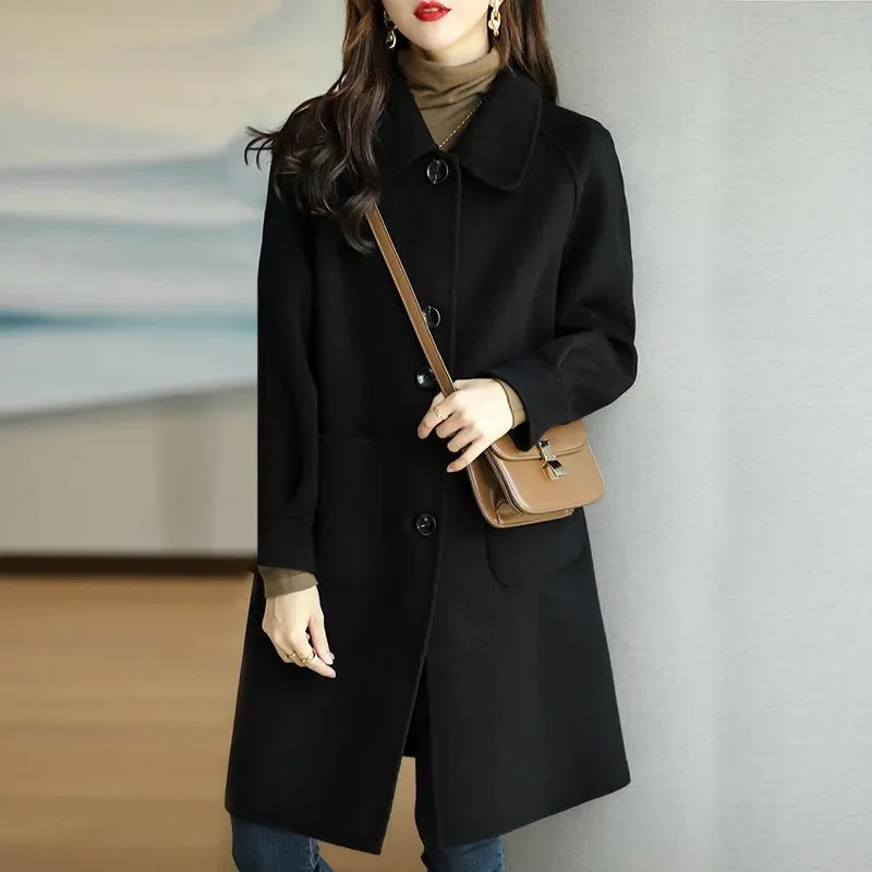 Plus Size Womens Thickened Woolen Coat Of The Season Autumn Winter Style Small Korean Version Slimming Med 251028