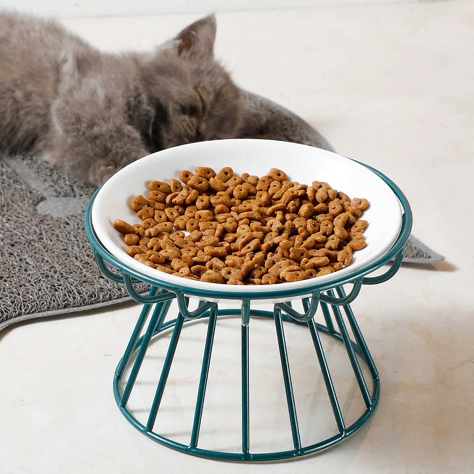 1pcs Ceramic Cat Food Bowl Wide Safe Pets Water Food Bowls Non Slip Shallow Dish for Kitten Puppy Food Water Feeding J251113