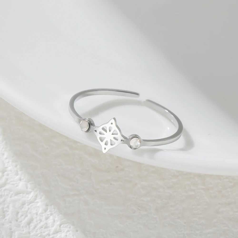 Skyrim Women Clear Zircon Witch Knot Open Ring Stainless Steel Gold Color Adjustable Rings Amulet Witchcraft Jewelry GiftW251030