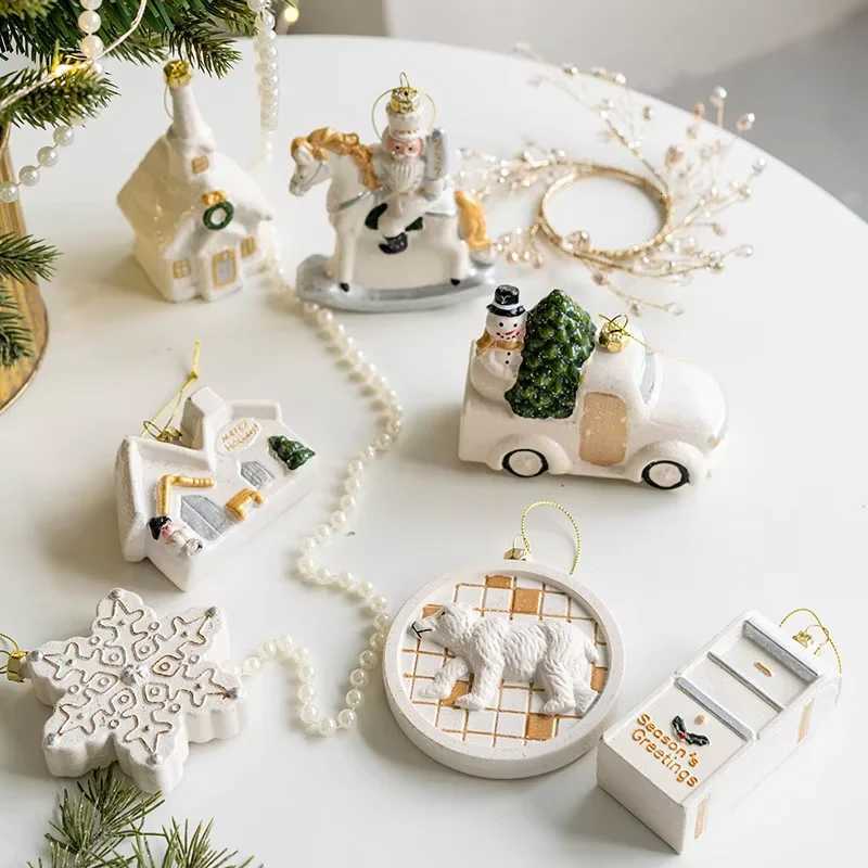 Christmas Tree Decorations Christmas Creative Painting White Nordic Style Christmas Tree Pendants Party Decoration Gifts C251030