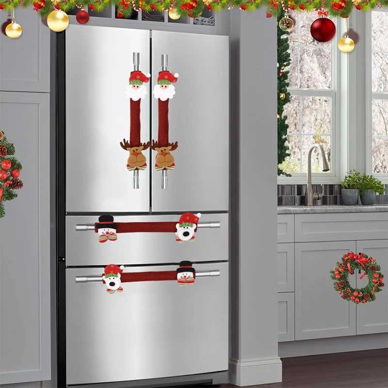 Christmas Plush Cloth Refrigerator Handle Covers Appliance Handle Covers Xmas Decorations for Home 2024 Navidad Natal New Year C251030