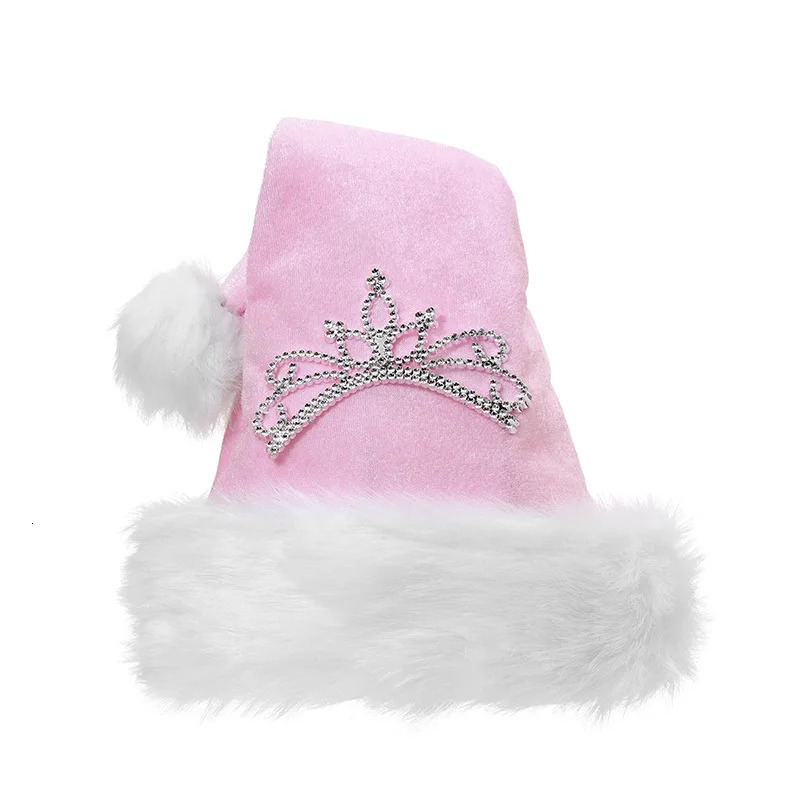 Pink Crown Christmas Hat For Holiday Dressing Up As An Adult Christmas Plush Hat 251024