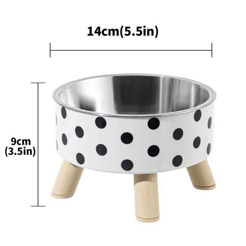 Pet cat and dog bowl polkadot plaid stainless steel antislip easy to clean indoor and outdoor J251113
