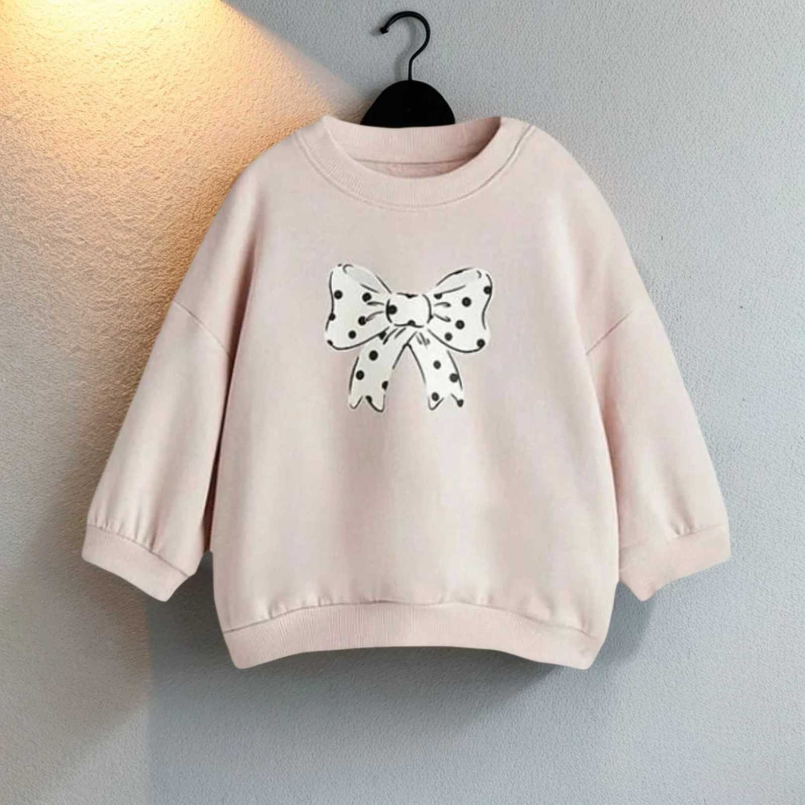 Kids Bow Print Clothing Dark Gray And Pink Long Sleeve Round Neck Tops Baby Girls Costume Children Clothes Autumn In 2025T251030