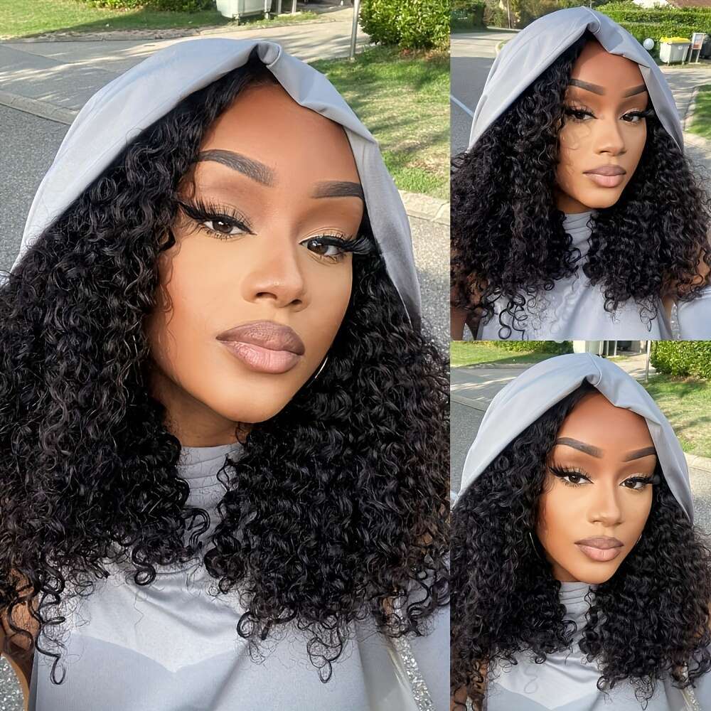 Deep Wave Human 4X4 Curly Lace With Baby Natural Color Pre Plucked 3 Bundles And Closure Brazilian Virgin Hair