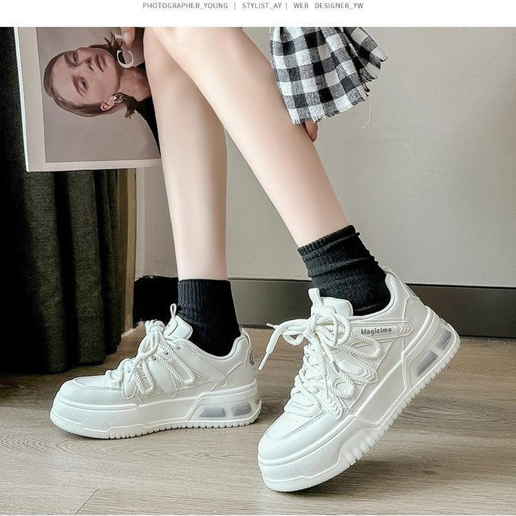 2025 Same Daddy Shoes Thick Sole Retro Double Strap Student Running Shoes Fashion Trend Sneakers Women