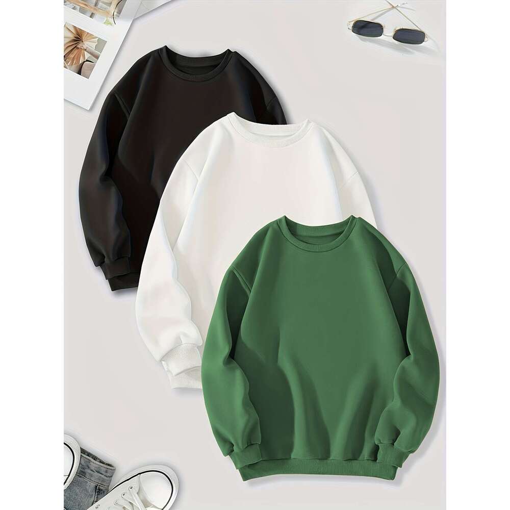 Packs Mixed Color Pullover Sweatshirts Casual Long Sleeve Crew Neck Sweatshirt Women S Clothing