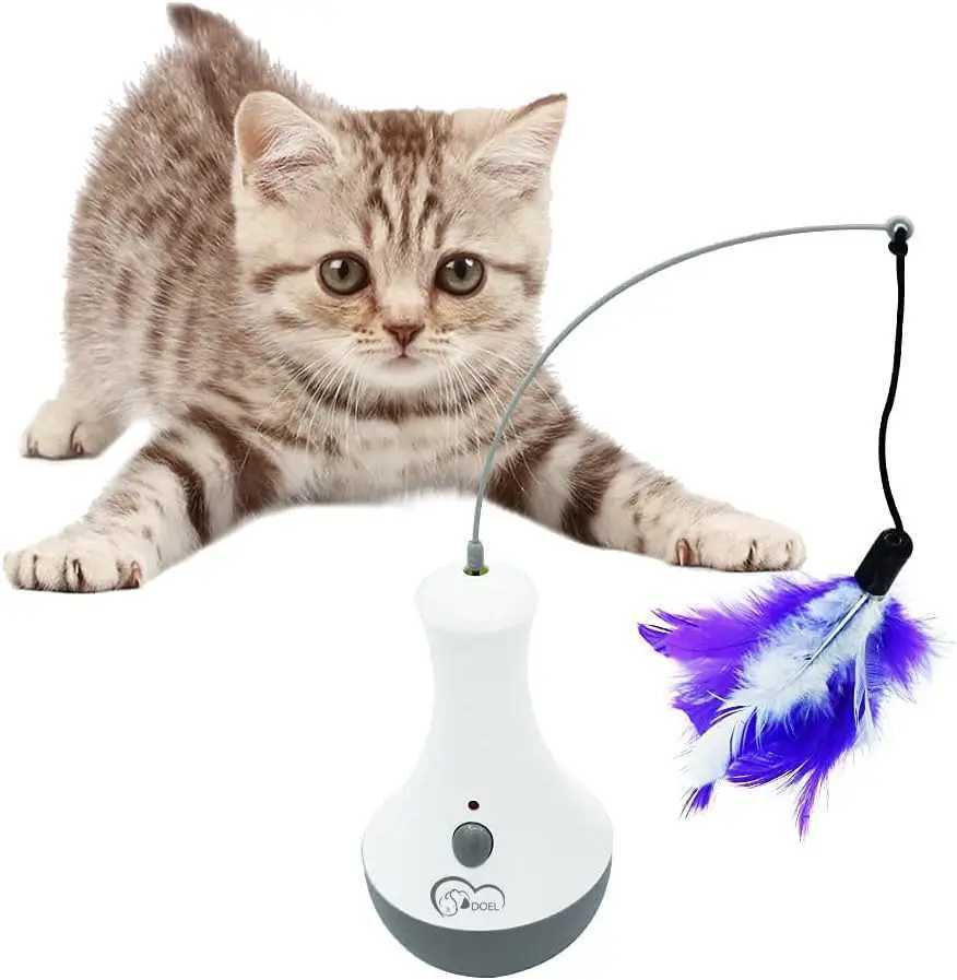 Cat Interactive Toys Funny Feather Kitten Teaser Indoor Play Automatic Toy Gift Cat Feather Toy S251029{category}