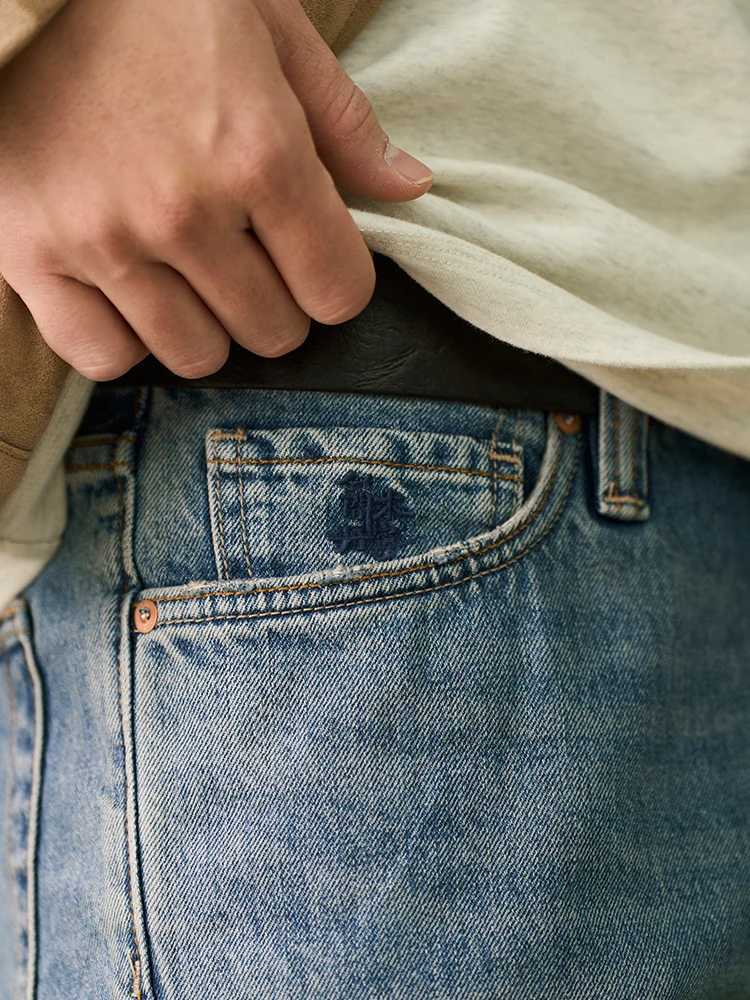 SIMWOOD 2025 Autumn Winter New Loose Straight Vintage Patchwork Jeans Men 135oz Fashion Street Style Plus Size Denim Trousers J251030