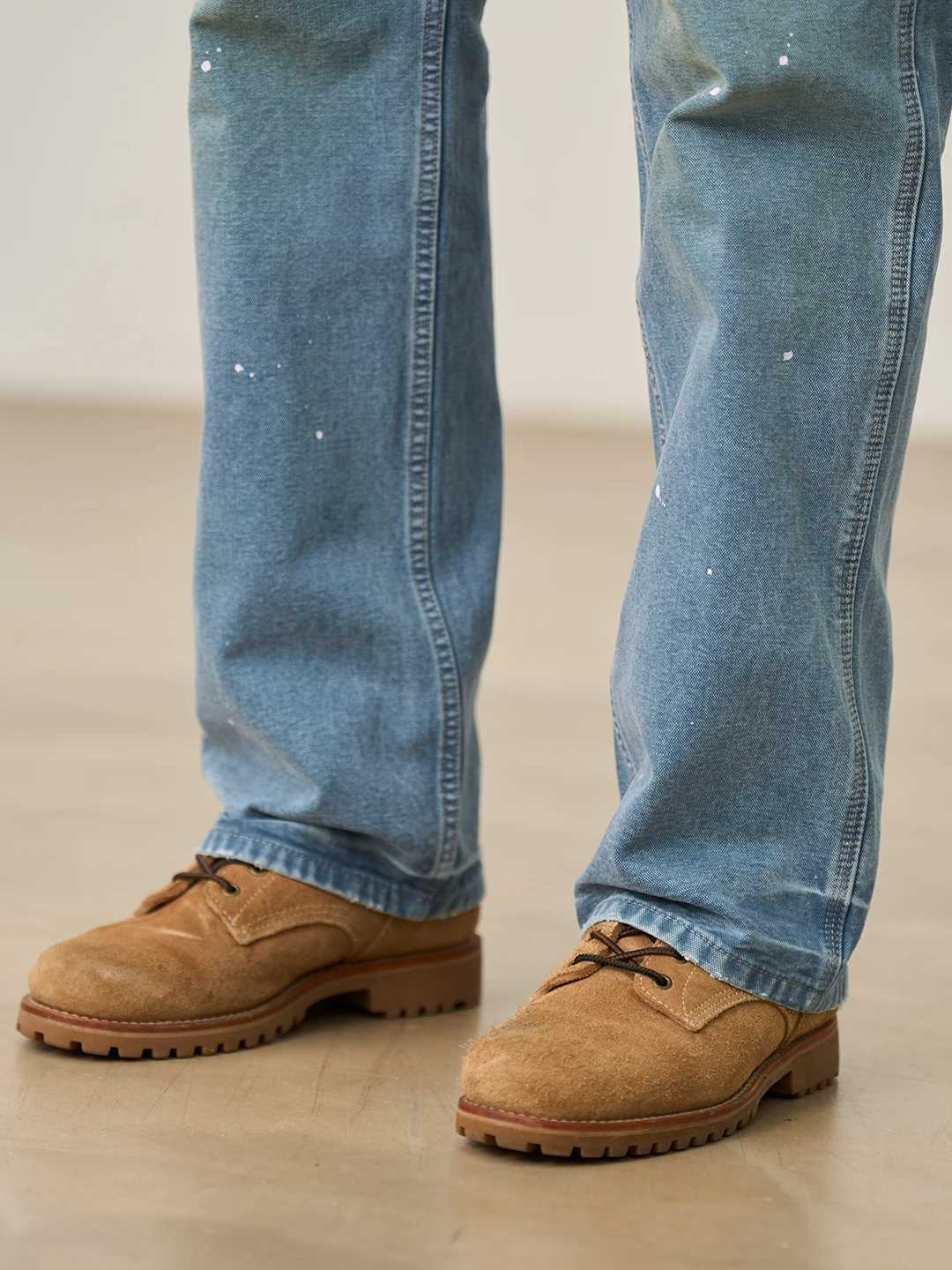 SIMWOOD High Standard 2025 Autumn New Loose Relax 12oz Fabric Denim Logger Pants Men Outdoor Workerwear Paint Splatter Jeans J251030