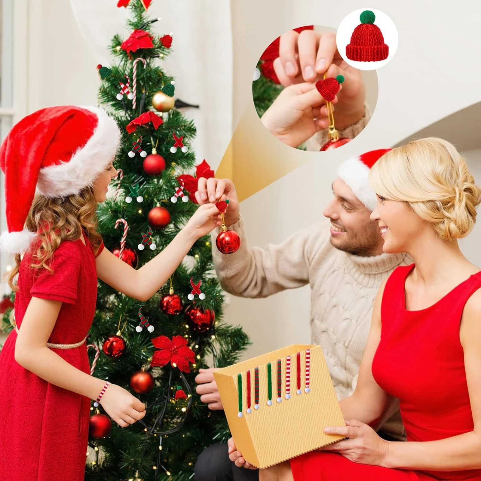 1020pcs Mini Santa Hat Scarf 2024 New Christmas Costume for Cat Rabbit Doll Lollipop Bottle DIY Xmas Party Dinner Decoration C251030