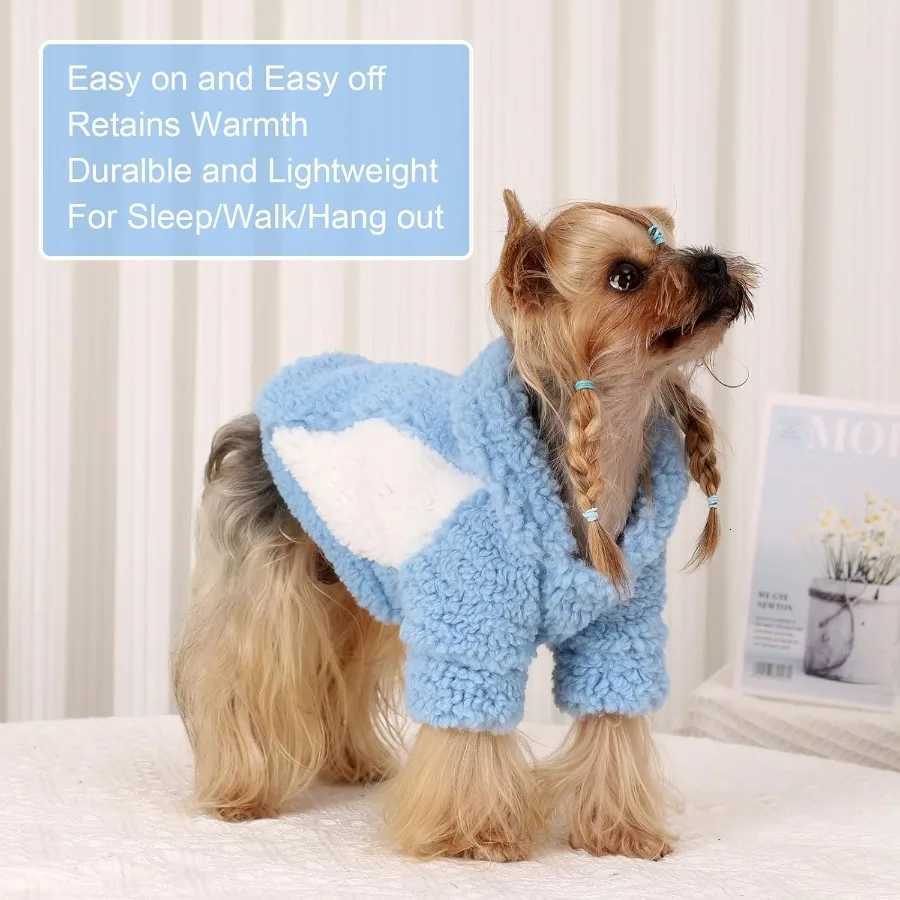Dog Hoodie Pet Clothes Sweater with Hat Soft and Warm Cold Weather for Small Patchwork Hood Blue XXS C251030