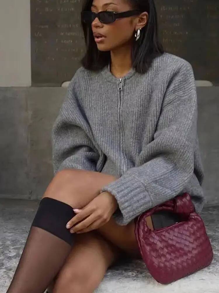 winter jacket women HH Women Vintage Solid Color Coat Long Sleeve Round Neck Jacket 2024 Spring Female Casual Zipper Sweater Coats