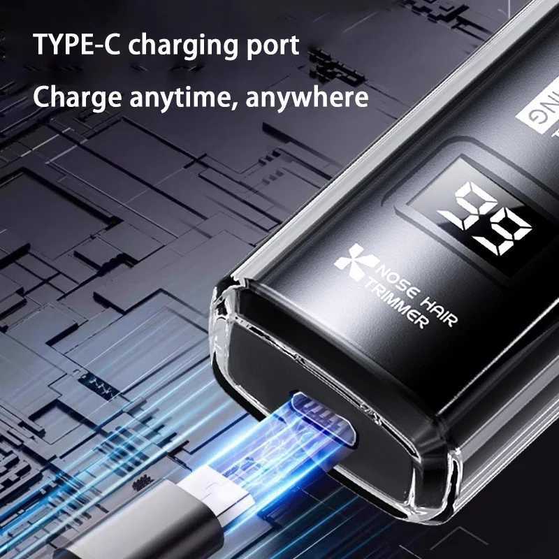 Nose Hair Trimmer Digital Display Household Portable Painless Nose Trimmer Usb Rechargeable Ear Nose Hair Trimmer Machine M251030