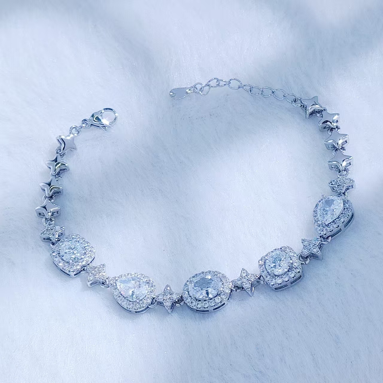 TaiYang New Premium Zirconia Bracelet,High-Carbon Diamond Party Wedding Chain in White Gold Plated Copper For Women