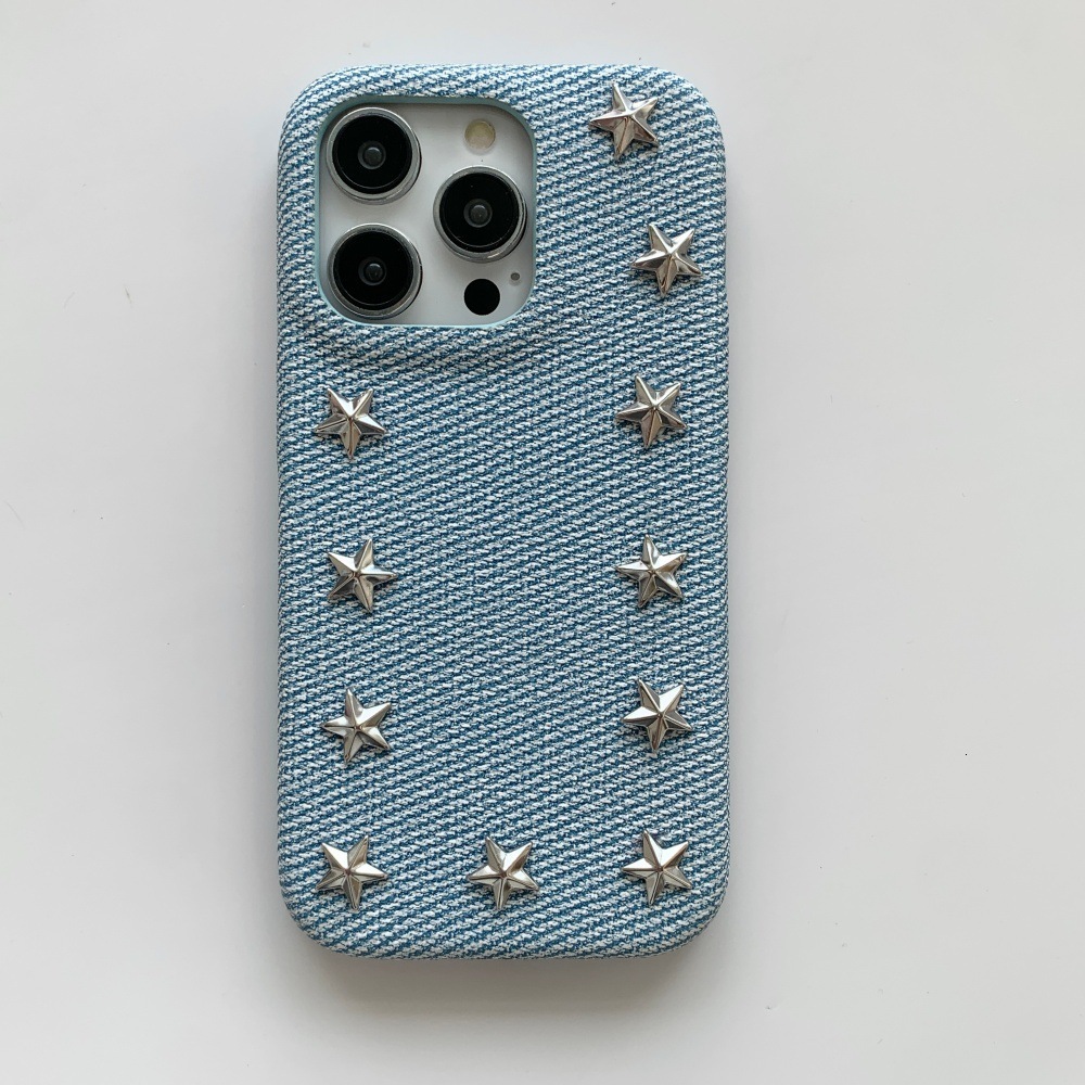 Suitable for iPhone 17Pro Max Five-Pointed Star Denim Phone Case iPhone16/15PRO Personalized Shockproof 14 Solid Color