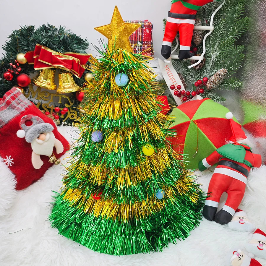 Christmas Tree Hats Fabric Rain Silk Hat for Adults s Funny Santa Hat with Tinsel Xmas Holiday Party Costume Year Decor 251024