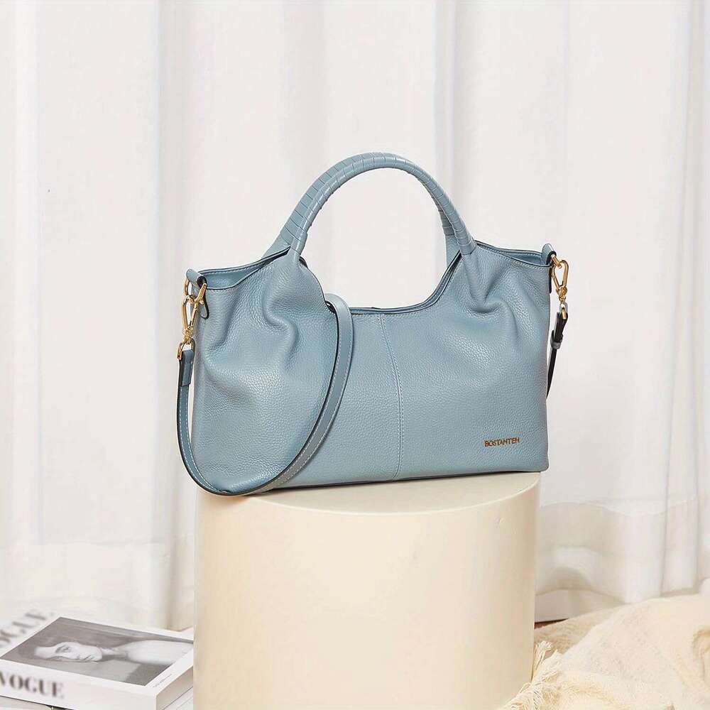 Elegant Genuine Leather Handbag For Women Shoulder Satchel With Adjustable Strap, Top Handle, And Secure Zipper Closure, Black 2025