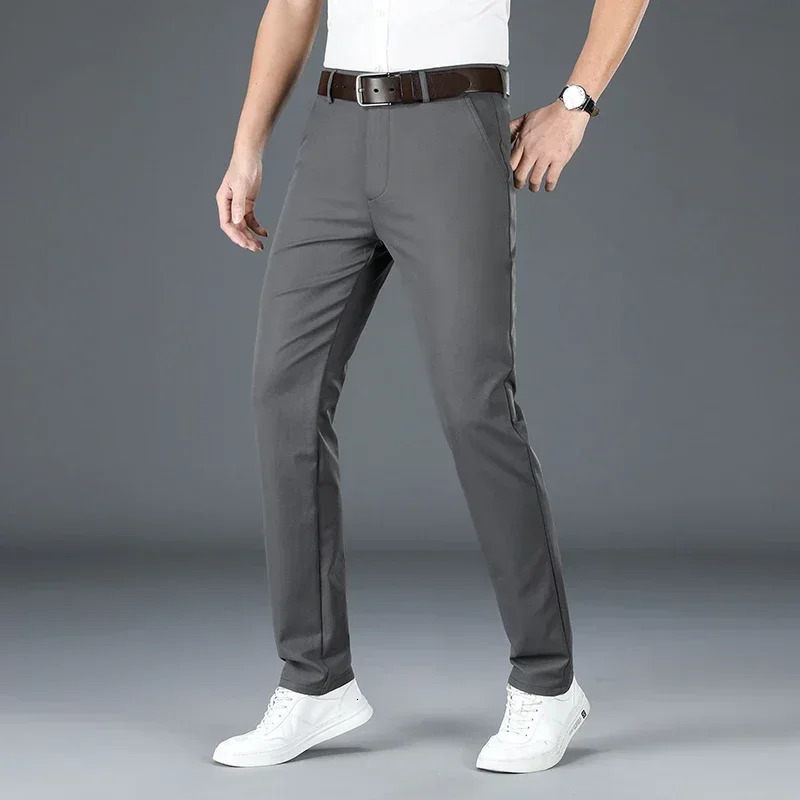 Mens Spring Summer Fashion Business Casual Long Pants Suit Pants Male Elastic Straight Formal Trousers Plus Big Size 3040 251028