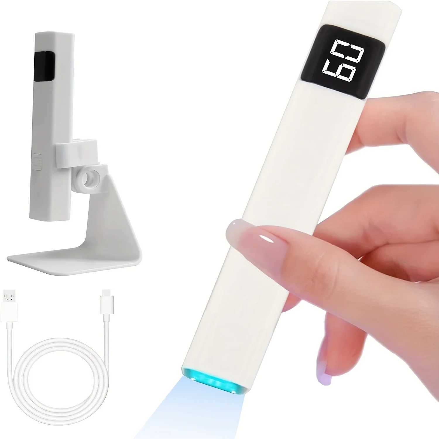 Handheld UV Light for Nails Mini Nail Dryer LED Light with Stand LCD Screen with 3 Timer Cordless Rechargeable USB Gel Lamp L251030