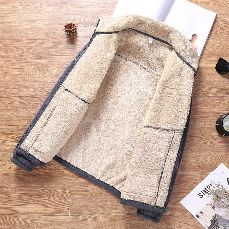 Cardigan jacket plush thickened sweatshirt standup collar autumn and winter fleece warm fashion slim versatile top 251029