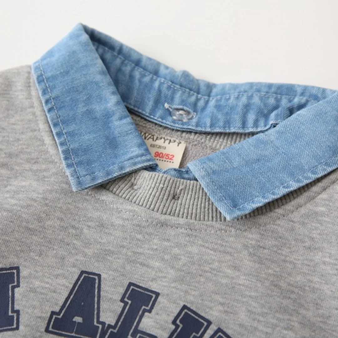 2025 New Style Kids Clothes Pullover Cotton Fake TwoPiece Sweatshirt 27Y Children Boys Girl Bear Print Casual Fleece Lined TopT251030