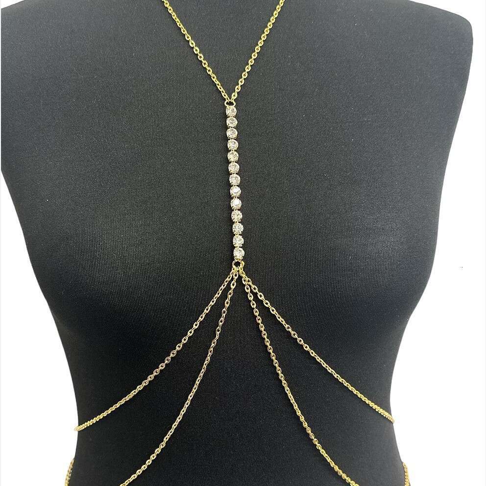 Fashionable Shiny Rhinestone Cross Sexy Body Versatile Waist Chain