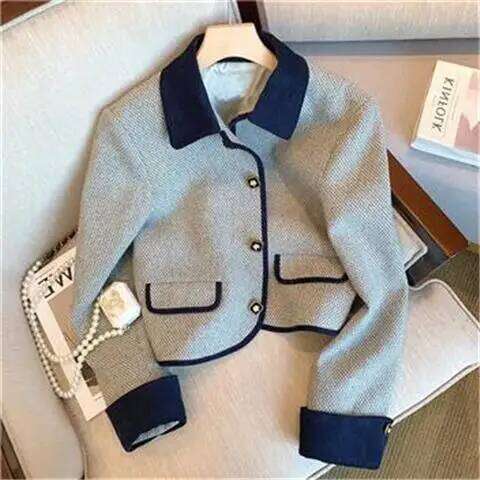 Green Blazer Jacket Woman Fashion Chic And Elegant Aesthetic Autumn Cropped Trend Korean Short Winter Women's Coat 2026Clothes