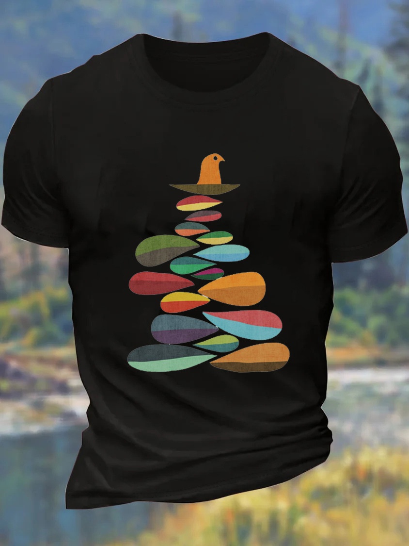 European & American Oversized Men's Cartoon Art Print Crew Neck Casual Cotton T-Shirt - TT7461