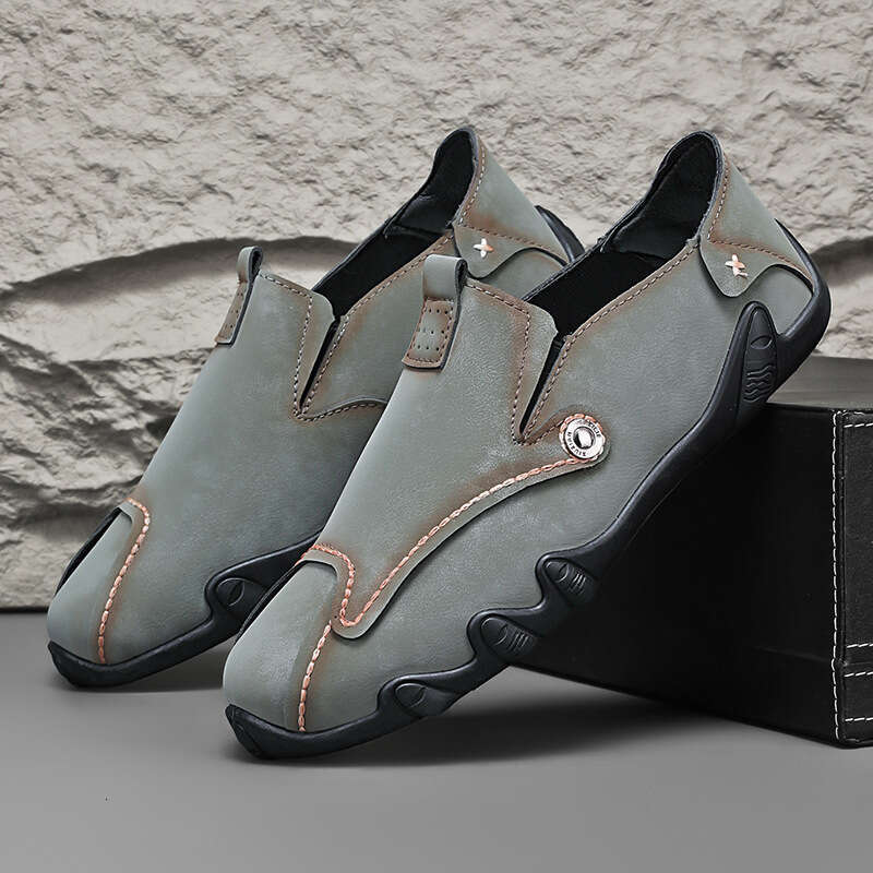 Large Size Men's Leather Soft Sole Octopus Loafers Fashionable Casual Slip-On Shoes 46 Comfortable