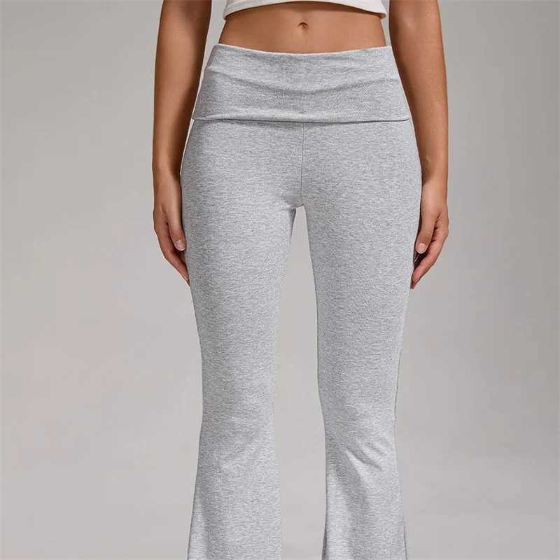 SVEIC Yoga Pants Flare Leggings Sports Fitness Turn Over Waist Leggings Workout Wear Trousers Running Training Gym Woman Clothes J251030