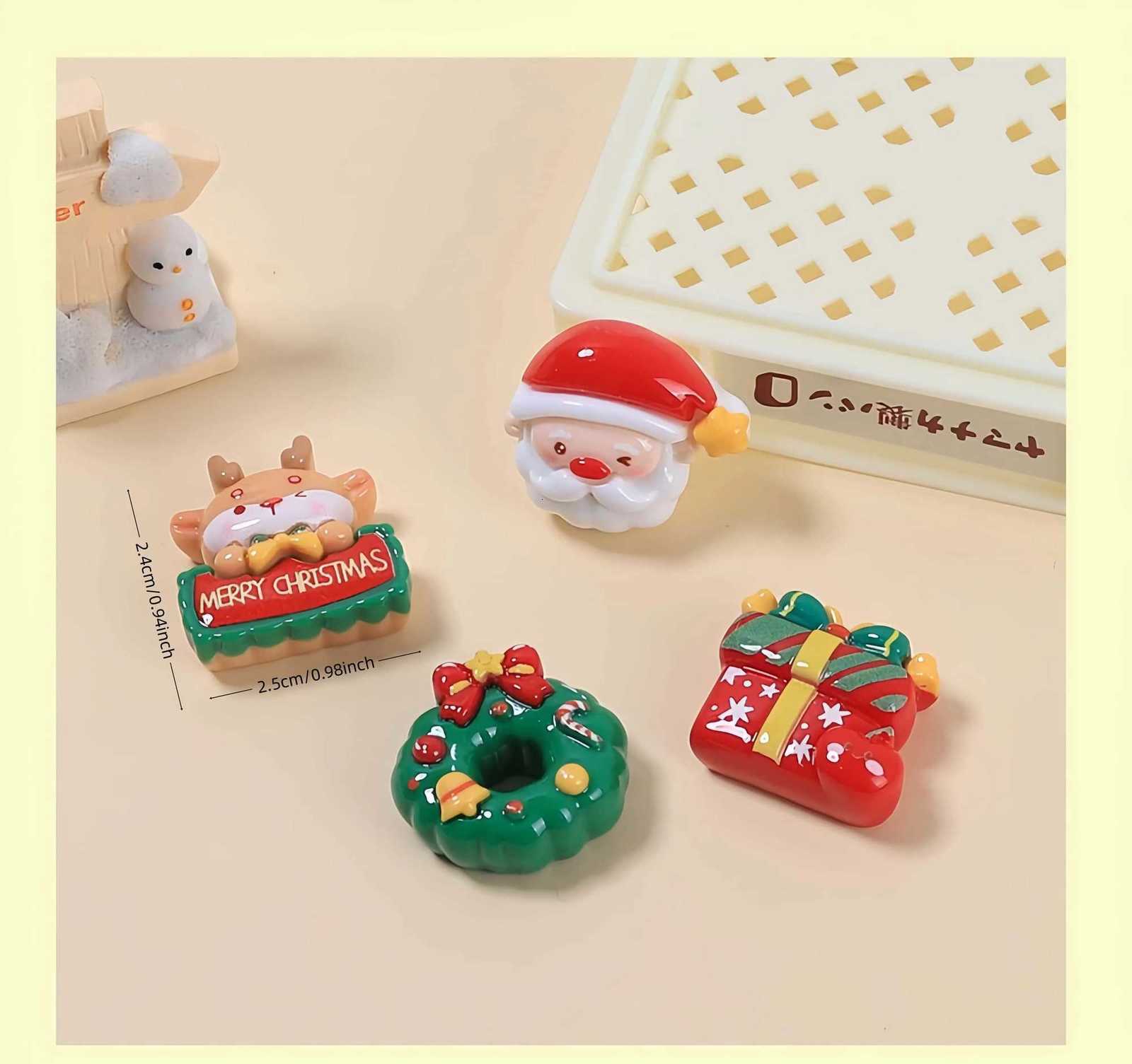 10pcs Christmas Figurine Resin Refrigerator Fridge Magnet Whiteboard Sticker Diy Decoration Kitchen Accessories C251030