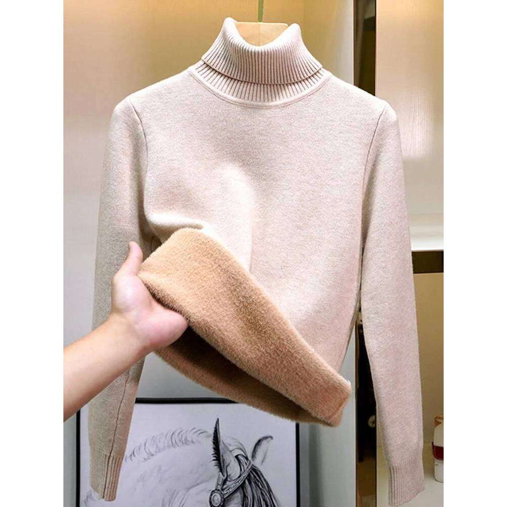 Sweater For Women Winter Thicken Turtleneck Slim Knit Pullover New Warm Plush Veet Lined Knitwear Jumper Tops Casual Poleras Designer Sweater Women Be