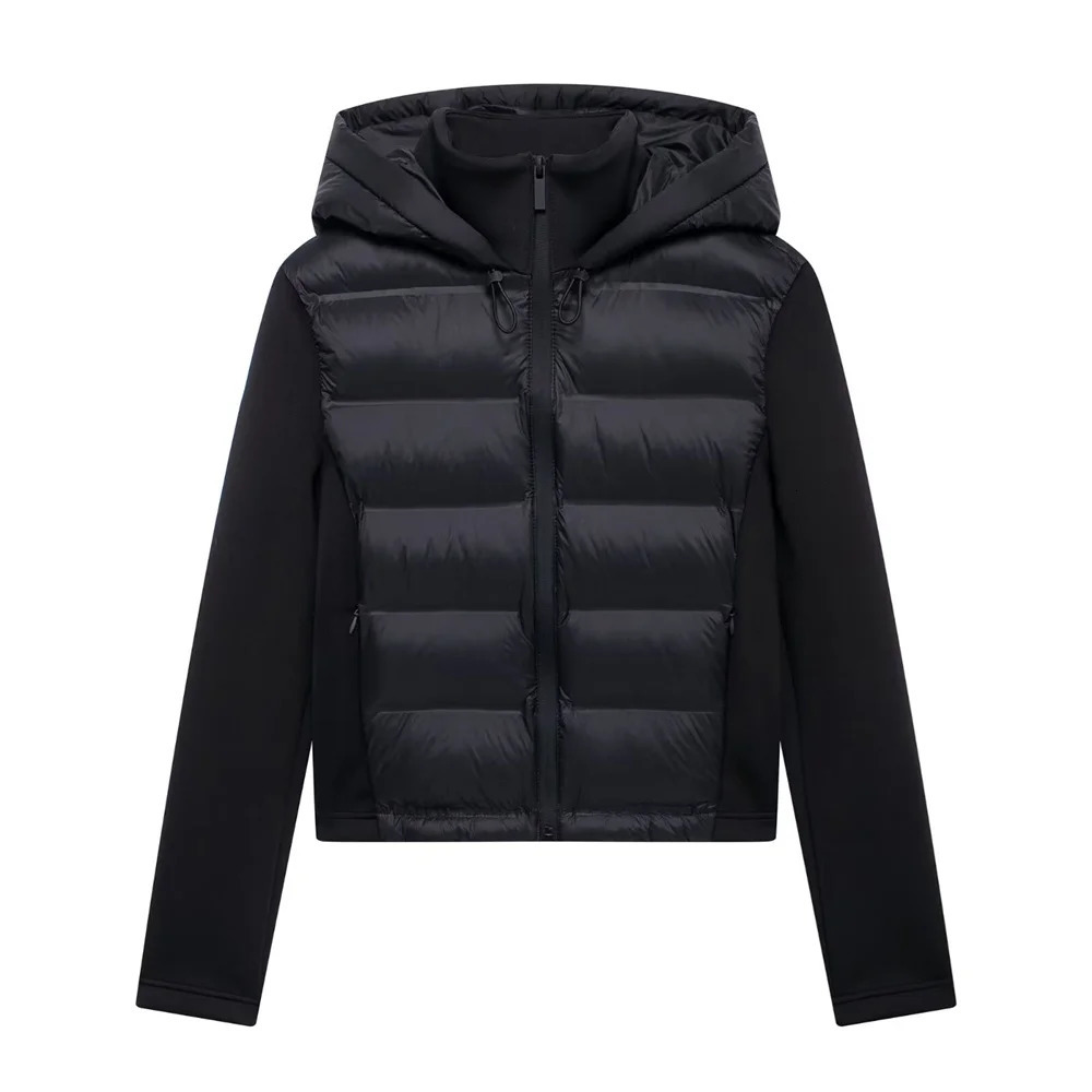 slim fit zipper hooded short warm jacket autumn and winter product long sleeved solid color womens cotton jacket 251030