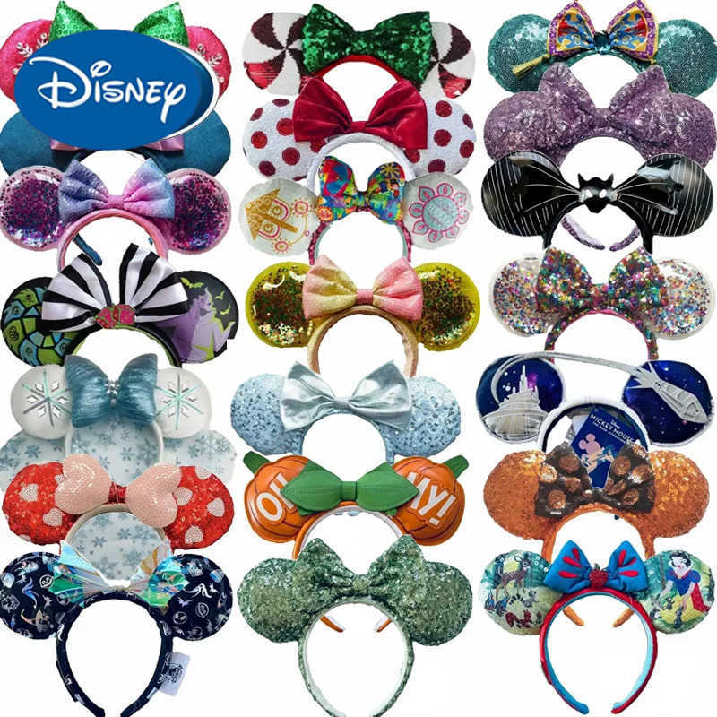 Disney Mickey Minnie Ears Mulan Headband Easter Eggs Hair Hoop Cosplay Hairband Disneyland Sequin Girl Big Bow Headband Decorate H251030