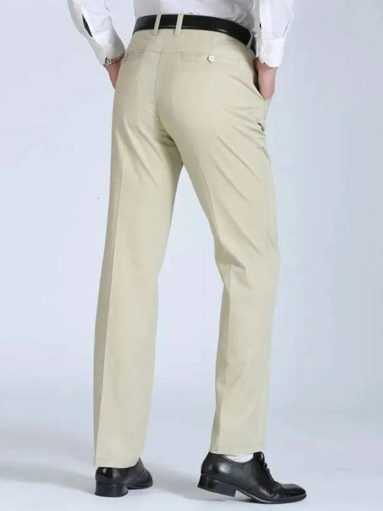 Mens Summer Thin Suit Pants Casual Autumn Thick 100 Cotton Classic Business Fashion Stretch Trousers Male Clothes GOZBKF 251028