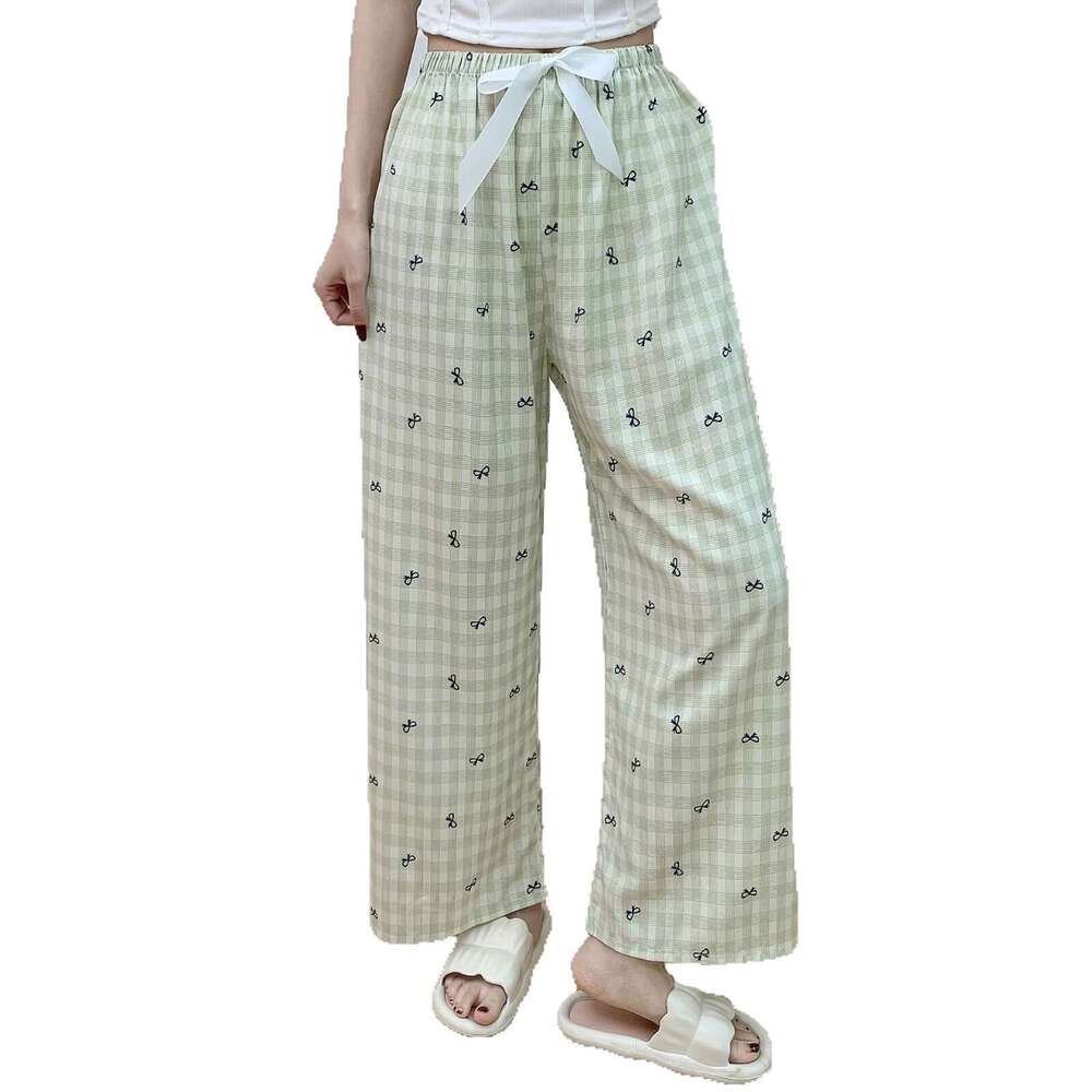 Silk Pajama for Women, Summer New Style, Internet Celebrity Artificial Cotton Thin Casual Pants, Wearable Outside, Floral Large Size Home Pants
