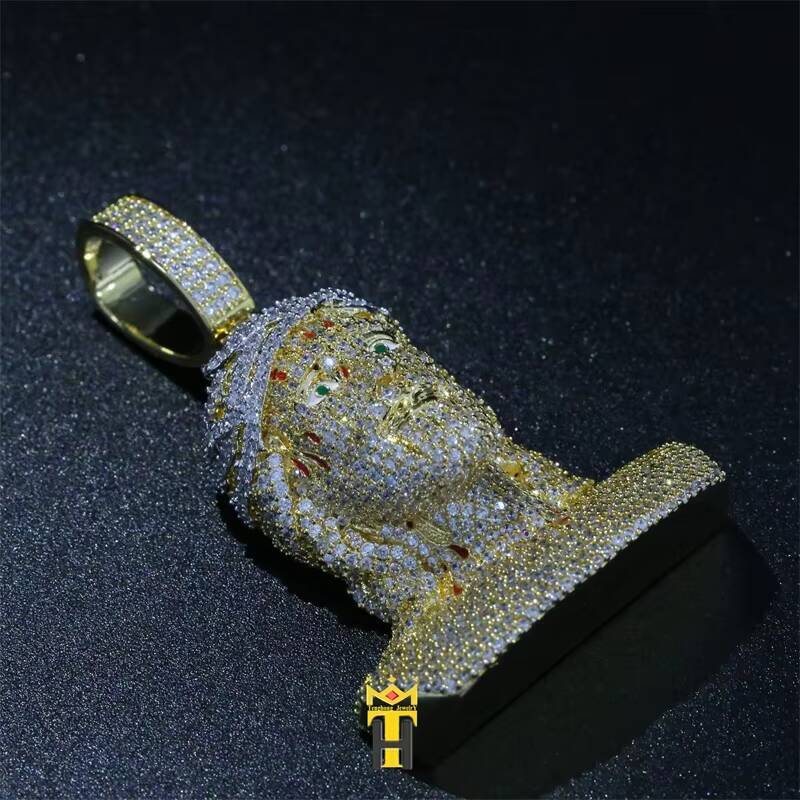 925 Chain New Full Diamond Portrait Hip Hop Men Jesus Piece Pendant