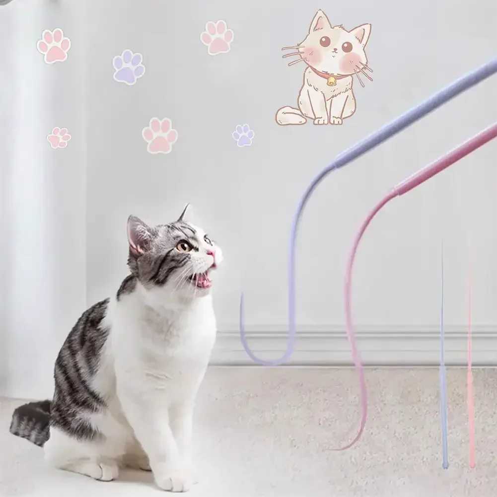 Interactive Cat Toys Simulated Mouse Tail Cat Teaser Toy Silicone Funny Stick Long Tail Mouse Tail Kitten Teaser Stick for Cat S251029