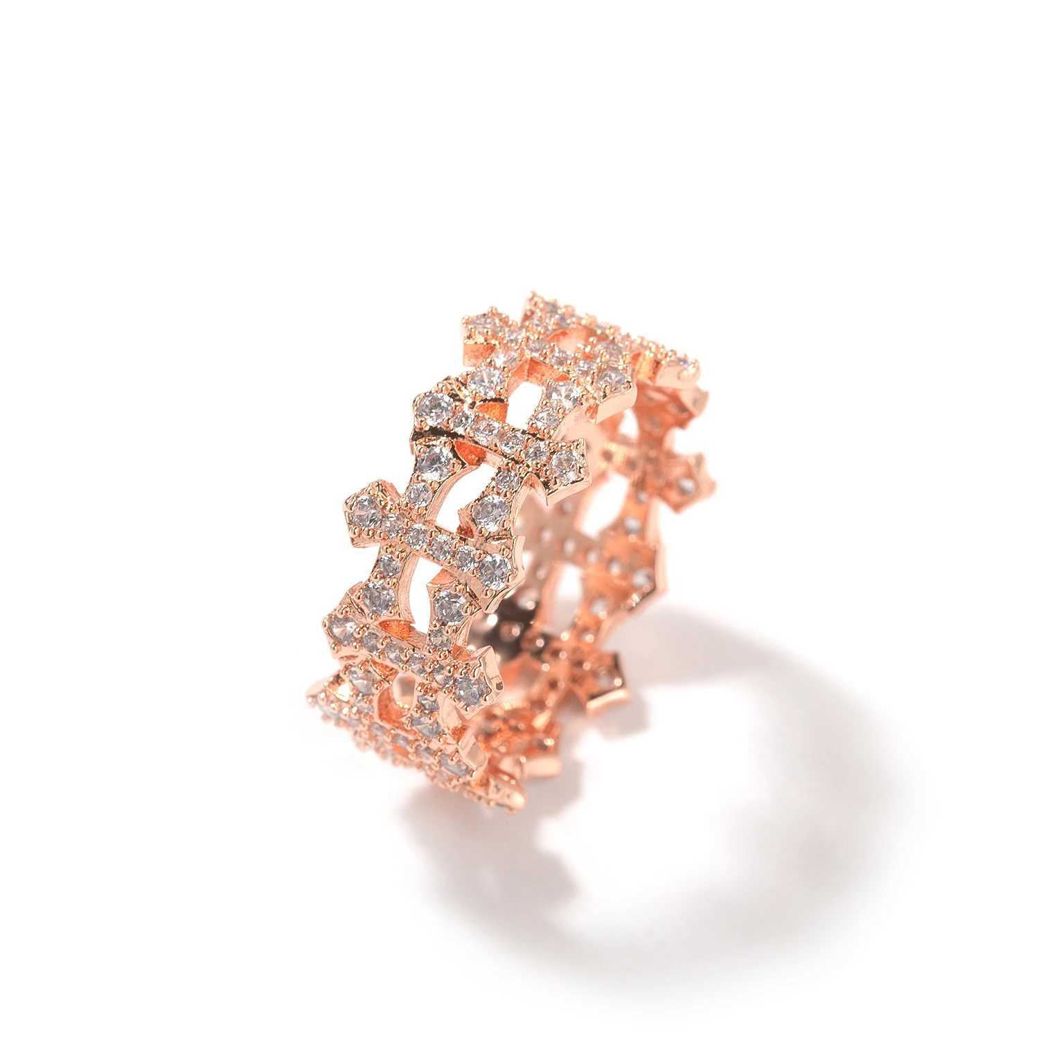 THE BLING KING Upsidown Cross Ring Iced Out Cubic Zirconia Small Cross Finger Ring Hiphop Jewelry For Men WomenW251030