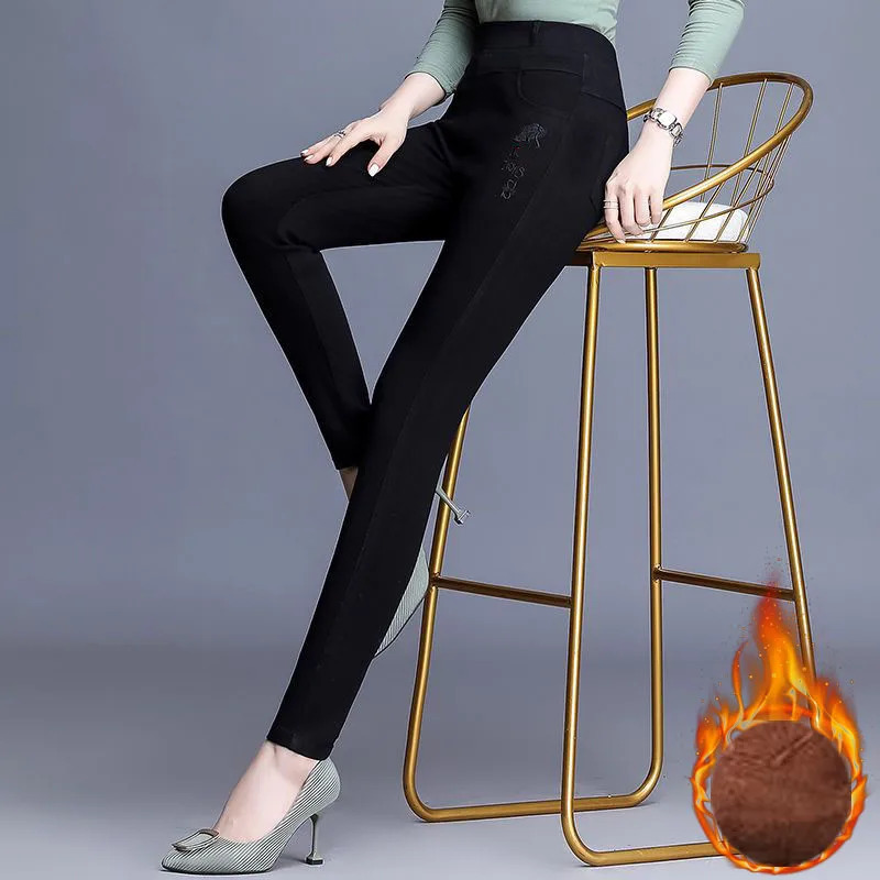 Winter Thicken Jeans Pencil Denim Pants Women Plush Velvet Lined Warm Skinny Vaqueros Streetwear High Wasit Stretch Kot Pantolon 251029