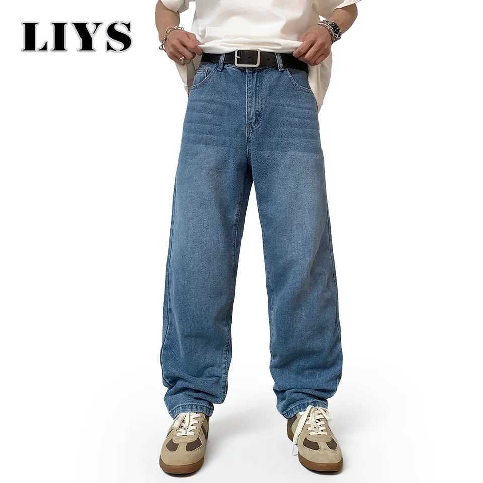 Male Classic America Hip Hop Rap Jeans Wide Leg Youth Popular Jeans Men Straight Leg Retro Loose Trousers Autumn Denim Pants J251030