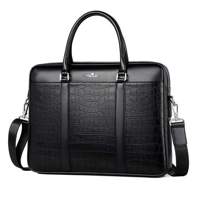2023 Luxury Alligator Split Leather Business Mens Briefcase M Briefcase Shoder Bag Men Messenger Laptop Cputer Bags Y251011