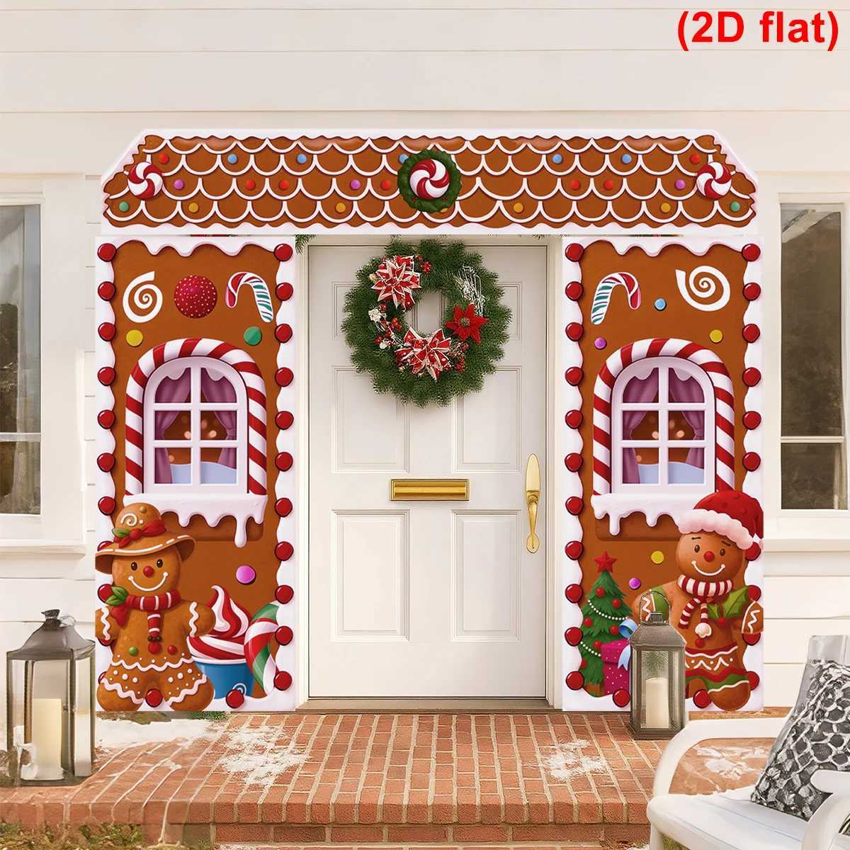 Christmas Gingerbread Man Banner Couplet Christmas Decor for Home 2025 Door Cover Xmas Ornament Navidad Natal New Year Gift 2026 C251030
